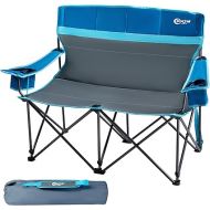 PORTAL 2 Person Loveseat Folding Double Duo Camping Chair for Adults High Back Outdoor, Support 500 lbs, Blue