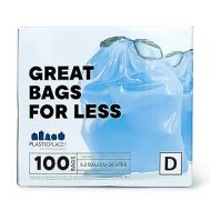 Plasticplace Custom Fit Trash Bags, Compatible with simplehuman Code D (100 Count) Tinted Blue Drawstring Garbage Liners 5.3 Gallon / 20 Liter, 15.75