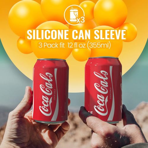  [아마존베스트]Skywin Silicone Can Sleeve (3 Pack) - Beer Can Cover can Hides Beer Can by Disguising it as a Can of Soda