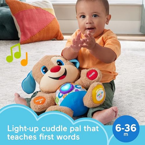 피셔프라이스 Fisher-Price Laugh & Learn Baby & Toddler Toy Smart Stages Puppy Interactive Plush Dog with Music and Lights for Ages 6+ Months