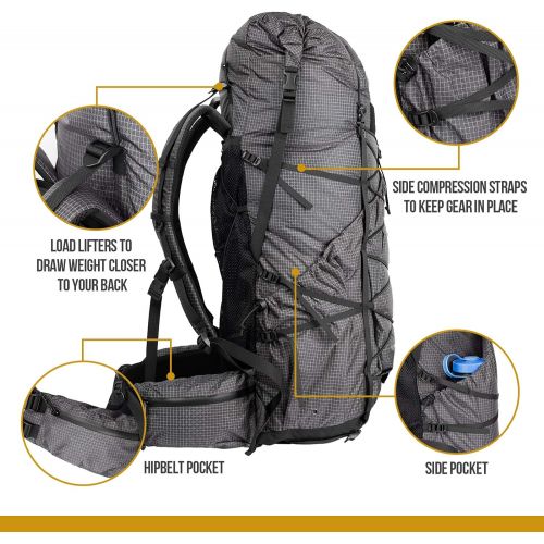  [아마존베스트]OneTigris LITE Roamer 35L+5L Internal Frame Hiking Backpacks Weights 2.05 lb, Suitable for Camping Hiking Trekking and Travelling