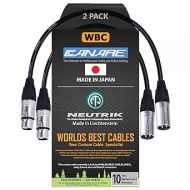 WORLDS BEST CABLES 2 Units - 1.5 Foot - Quad Balanced Microphone Cable Custom Made Using Canare L-4E6S Wire and Neutrik Silver NC3MXX Male & NC3FXX Female XLR Plugs