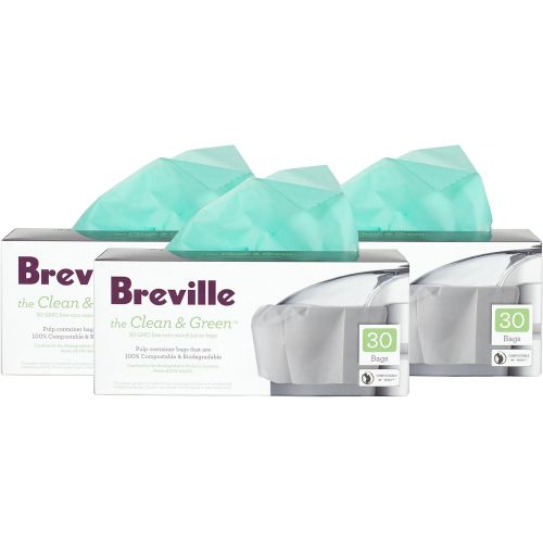 브레빌 Breville Clean and Green Biodegradable Pulp Container Bag for Juicers, Set of 90