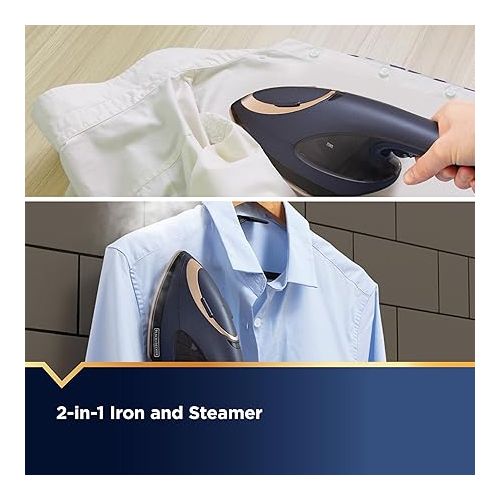  BLACK+DECKER Press & Steam 2-in-1 Iron and Steamer, 180% More Steam & One Temperature Technology, Ceramic Soleplate, Safe on All Fabric Types