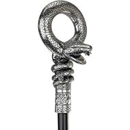 Design Toscano QS292250 The Dragonsthorne Collection: Medusas Snake Walking Stick,Silver