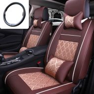 Fly5D Car Seat Covers FLY5D 10Pcs Compatible Universal Front Rear Ice Silk PU Lether 5-Seats BMW Honda Toyota Seat Covers Cushion Full Sets