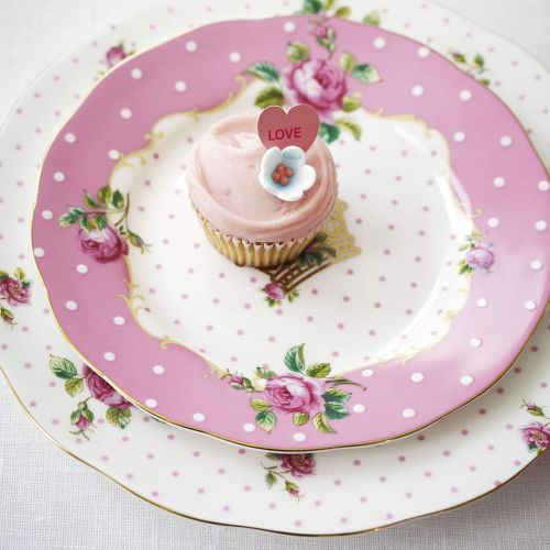  Royal Albert Cheeky Collection 5-Piece Place Setting, Mostly White with Pink Multicolored Floral Print