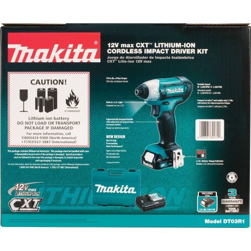  [아마존베스트]Makita DT03R1 12V Max CXT Lithium-Ion Cordless Impact Driver Kit
