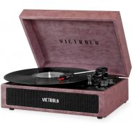 Victrola Parker Bluetooth Suitcase Record Player with 3-Speed Turntable, Lambskin Dusty Rose (VSC-580BT-LDR)