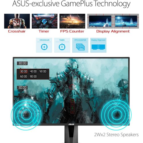 아수스 [아마존베스트]Asus VG278QR 27” Gaming Monitor, 1080P Full HD, 165Hz (Supports 144Hz), G-SYNC Compatible, 0.5ms, Extreme Low Motion Blur, Eye Care, DisplayPort HDMI DVI