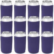 CSBD Beer Can Coolers Sleeves, Soft Insulated Reusable Drink Caddies for Water Bottles or Soda, Collapsible Blank DIY Customizable for Parties, Events or Weddings, Bulk (12, Purple