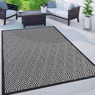 Rugshop Palmaria Modern Geometric Textured Flat Weave Easy Cleaning Outdoor Rugs for Deck,Patio,Backyard Indoor/Outdoor Area Rug 8' x 10' Black