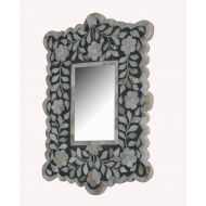 Antique Rustic Mother of Pearl Mirror Frame Gray Handmade Inlay Furniture