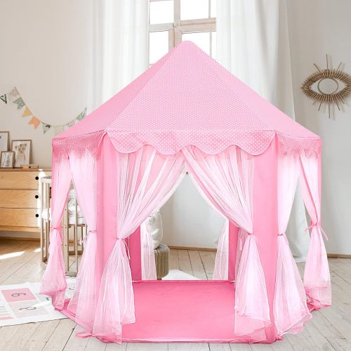  [아마존베스트]Orian Princess Castle Playhouse Tent for Girls with LED Star Lights  Indoor and Outdoor Large Kids Play Tent for Imaginative & Pretend Games  ASTM Certified, Cool Toys for Girls