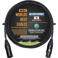 WORLDS BEST CABLES 6 Foot - Quad Balanced Microphone Cable Custom Made Using Canare L-4E6S Wire and Neutrik NC3MXX-B Male & NC3FXX-B Female XLR Plugs.