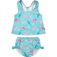 I play. i play. Baby Girls 2pc Bow Tankini Swimsuit Set Reusable Absorbent Swim Diaper