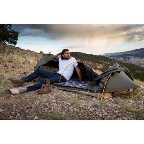 코디악캔버스 Kodiak Canvas 1-Person Canvas Swag Tent with Sleeping Pad, Olive, One Size