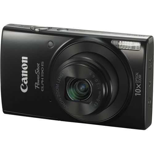 캐논 Canon Cameras US 1084C001 Canon PowerShot ELPH 190 Digital Camera w/ 10x Optical Zoom and Image Stabilization - Wi-Fi & NFC Enabled (Black)