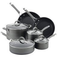 Circulon Elementum Hard Anodized Nonstick Cookware Pots and Pans Set, 10 Piece, Oyster Gray