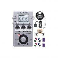 Zoom MS-50G MultiStomp Multi-Effects Pedal Bundle with Blucoil Slim 9V Power Supply AC Adapter, 10-FT Straight Instrument Cable (1/4in), 2x Patch Cables, 8x Guitar Picks, and 4 AA