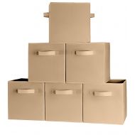 New York Durable Goods 6-Pack TOP QUALITY Tan Color Fabric Cloth Storage Cubes Shelves Baskets Bins Containers Home Decorative Closet Two Handles Organizer Household Fabric Cloth Collapsible Box Toys Sto