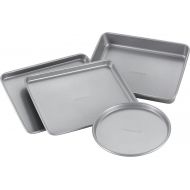 [아마존베스트]Farberware Bakeware Steel Nonstick Toaster Oven Pan Set, 4-Piece Baking Set, Gray