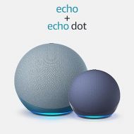 Echo (4th Gen) Multi-room Music bundle with Echo Dot (5th Gen) | Twilight Blue