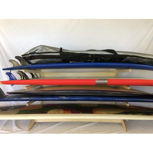  Steves Rack Shack 4 Space Horizontal Surfboard Freestanding Storage | 4 Spaces, Storage for: shortboard, Fish, Fun Boards (Freestanding; for use Indoors; Made in The USA)