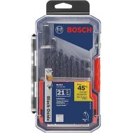 BOSCH BL21A 21-Piece Assorted Set Black Oxide Metal Drill Bits with Included Case for Applications in Light-Gauge Metal, Wood, Plastic