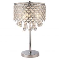 EDVIVI Edvivi Marya 3-Light Chrome Round Crystal Chandelier Bedroom Nightstand Table Lamp Fixture | Glam Lighting