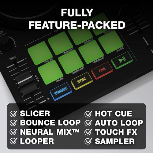  [아마존베스트]Reloop Buddy Compact 2-Channel DJ Controller for Algoriddim DJay on iOS, PadOS, Android, Mac and PC with RGB Performance Pads, FX Paddle and Neural Mix Control