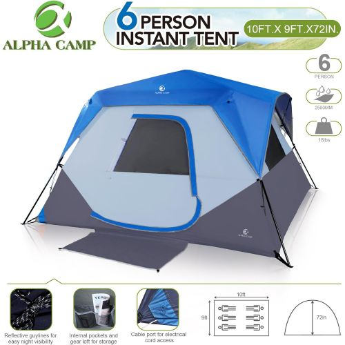  ALPHA CAMP Camping Tent 8 Person Instant Family Tent, 60 Seconds Easy Setup Cabin Tent with Rainfly and Mud Mat - 12 x 9