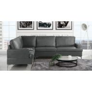 Casa Andrea Upholstered 103.9 inch Leather Sectional Sofa, L-Shape Couch (Grey)