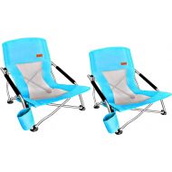 Nice C Low Beach Camping Folding Chair, Ultralight Backpacking Chair with Cup Holder & Carry Bag Compact & Heavy Duty Outdoor, Camping, BBQ, Beach, Travel, Picnic, Festival (2 Pack
