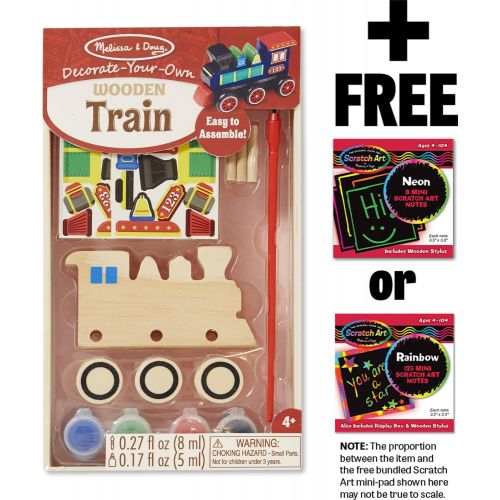  Melissa & Doug Wooden Train Decorate-Your-Own Kit + Free Scratch Art Mini-Pad Bundle [88466]