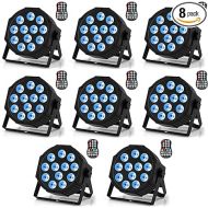 Rechargeable Par Lights RGBW 4-in-1 LED Uplights Battery Powered Stage Lights, HOLDLAMP DJ Lights Sound Activated with Remote & DMX Control for Festival Party Event Wedding Bar (8 Packs)