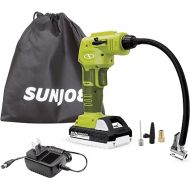 Sun Joe 24V-AJC-LTW 24-Volt IONMAX Cordless Portable Air Compressor with Nozzle Adapters and Storage Bag, Kit (w/1.3-Ah Battery + Quick Charger)