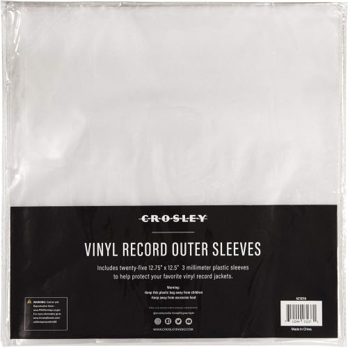 크로슬리 Crosley AC1031A Vinyl Record Outer Jacket Sleeves, 25 Pack