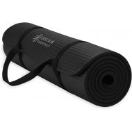 Gaiam Essentials Thick Yoga Mat Fitness & Exercise Mat with Easy-Cinch Yoga Mat Carrier Strap, 72L x 24W x 2/5 Inch Thick