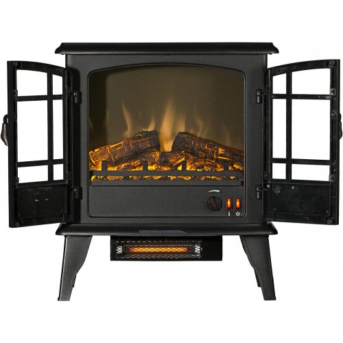  Comfort Glow EQS130 Keystone Infrared Quartz Electric Stove Antique Black, Length: 11in, Width: 20in, Height: 23.5in
