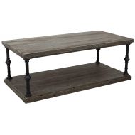 Ravenna Home Jessica Rustic Open Storage Coffee Table, 43.3W, Distressed Wood