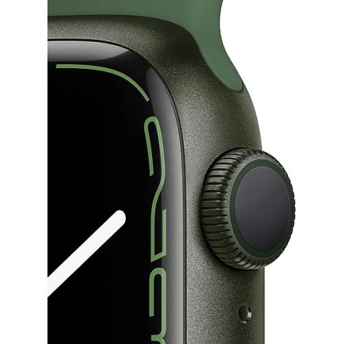 애플 Apple Watch Series 7 (GPS, 41MM) - Green Aluminum Case with Clover Sport Band (Renewed Premium)