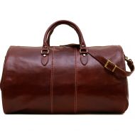 Floto Venezia Garment Duffle Travel Bag Suitcase in Brown Full Grain Leather