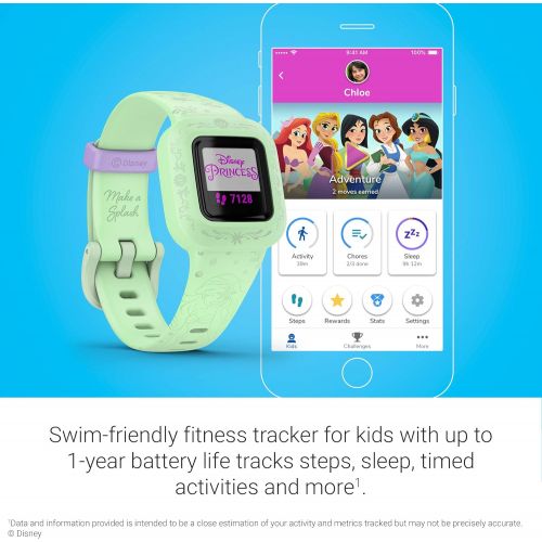 가민 Garmin vivofit jr. 3, Fitness Tracker for Kids, Swim-Friendly, Up To 1-year Battery Life, Disney The Little Mermaid