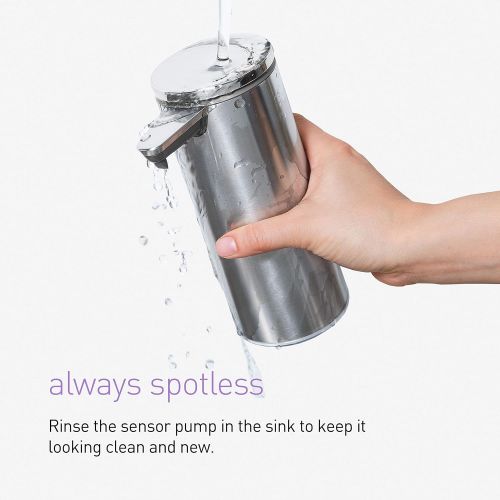 심플휴먼 simplehuman 9 oz. Touch-Free Rechargeable Sensor Liquid Soap Pump Dispenser, Polished Stainless Steel
