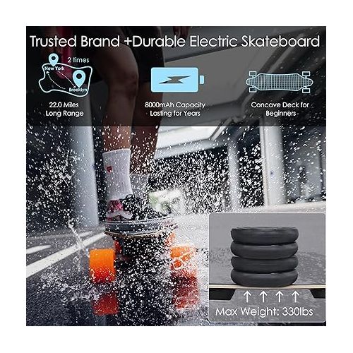  Electric Skateboard Longboard with 22mile Range Dual 680W Motors IPX5 Waterproof E Board, 90mm Wheel Skateboards for Adult Beginners with Top Speed 28mph for Commute Max Load 330LB - Pioneer-4