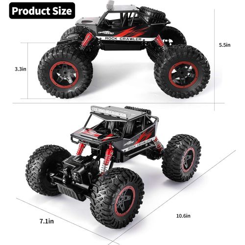  TEMI RC Cars 1:14 Scale Remote Control Car, 4WD Dual Motors Rock Crawler, Speed 20 Km/h All Terrains Electric Toy Off Road RC Monster Truck with Two Rechargeable Batteries for Boys