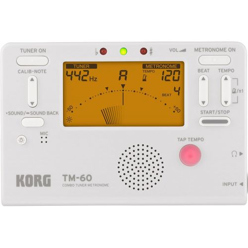  Korg TM60C Combo Tuner Metronome With Contact Microphone, White