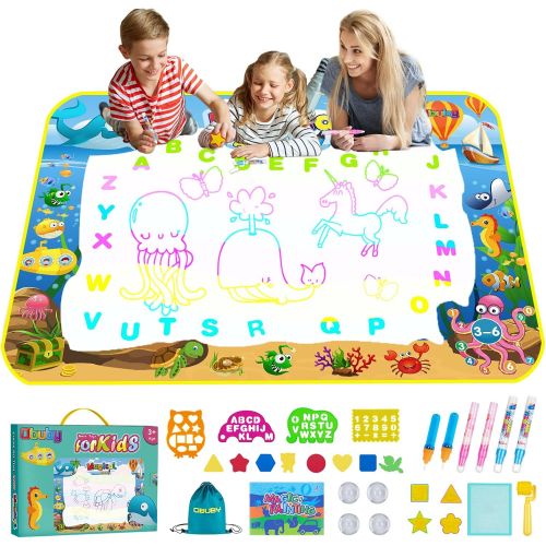  [아마존베스트]Obuby Water Magic Drawing Mat Kids 47x35 Inches Doodle Gifts Color Draw Board No Mess Coloring Painting Writing Educational Toys for Boys Girls Age 3-12 Years Old Toddler
