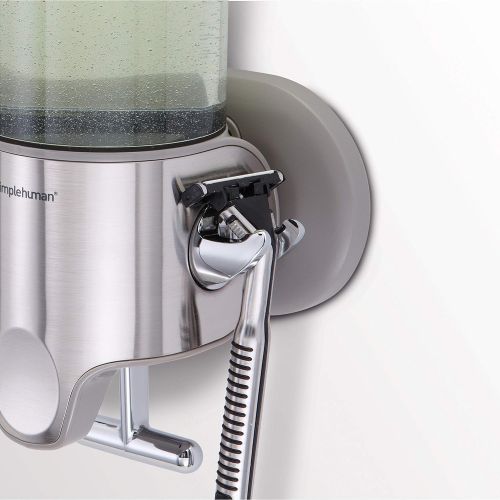 심플휴먼 simplehuman Double Wall Mount Shower Pump, 2 x 15 fl. oz. Shampoo and Soap Dispensers, Stainless Steel